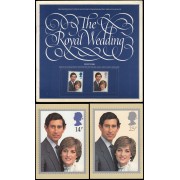 Lady Di y Carlos de Inglaterra 1981  Carpeta con sellos y entero postales