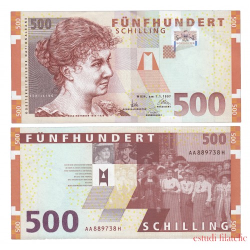 Austria 500 Schilling 1997 Billete Sin Circular