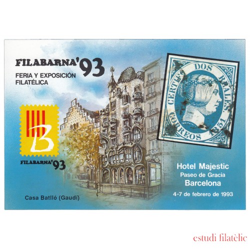 España Spain Hojitas Recuerdo 124 1995 Feria y Exposición Filatélica FILABARNA 93 Barcelona