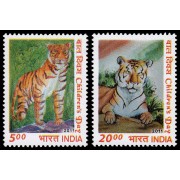 India 2356/57 2011 Día de la infancia fauna tigre MNH