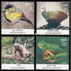 India 2431/34 2012 Fauna endémica India MNH India 2431/34 2012 Fauna endémica India MNH