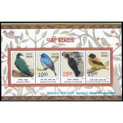 India HB 134 2016 Pájaros. Serie 1 Especies en peligro MNH India HB 134 2016 Pájaros. Serie 1 Especies en peligro MNH
