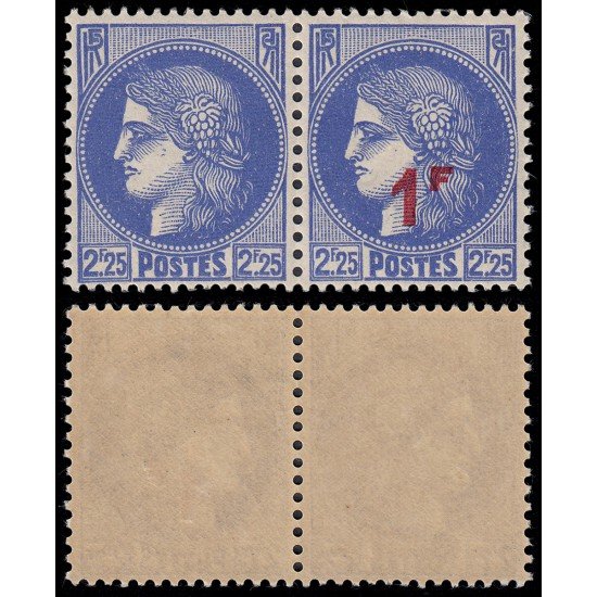 France Francia 487a 1940-41 Cérès Espectacular pareja MNH France Francia 487a 1940-41 Cérès Espectacular pareja MNH