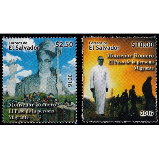 El Salvador 1871/72 2016 Monseñor Romero el paso de la persona migrante MNH El Salvador 1871/72 2016 Monseñor Romero el paso de la persona migrante MNH