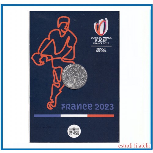 Francia France 2023 Cartera Oficial Coin Card 10 € euros  Plata Rugby 