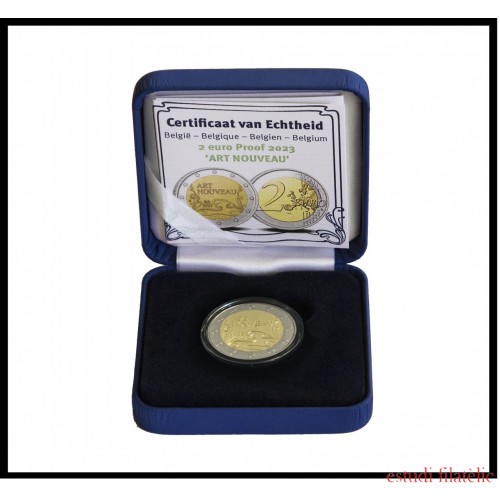 Bélgica 2023 Cartera Oficial Estuche Moneda 2 € conm Art Noveau