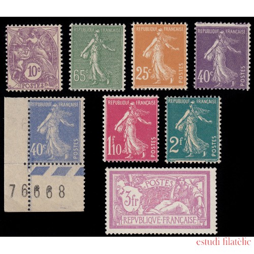 France Francia 233/40 1927-1931 Blanc, Semeuse y Merson MNH