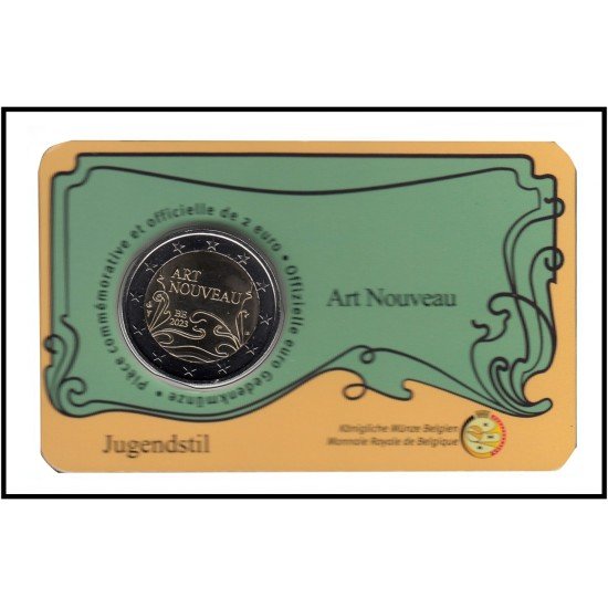 Bélgica 2023 Cartera Oficial Coin Card Moneda 2 € conmemorativa Art Noveau Bélgica 2023 Cartera Oficial Coin Card Moneda 2 € conmemorativa Art Noveau