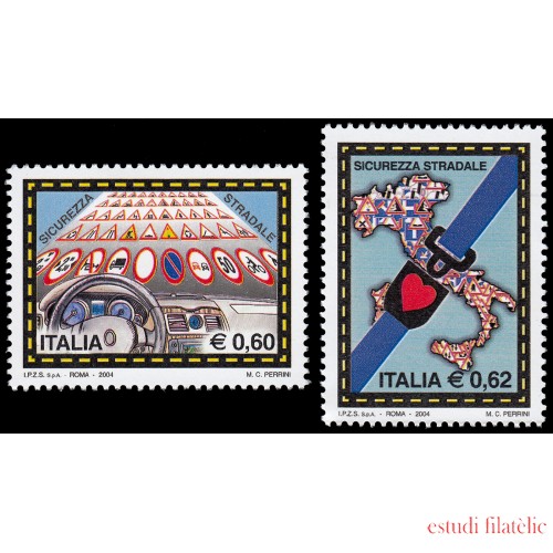 Italia Italy 2705/6 2004 Carretera segura Emisión conjunta con Francia y Naciones Unidas MNH