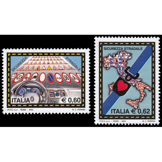 Italia Italy 2705/6 2004 Carretera segura Emisión conjunta con Francia y Naciones Unidas MNH Italia Italy 2705/6 2004 Carretera segura Emisión conjunta con Francia y Naciones Unidas MNH