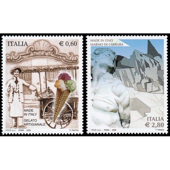 Italia Italy 2846/47 2006 Productos de Italia Helado artesanal - marmol de Carrara MNH Italia Italy 2846/47 2006 Productos de Italia Helado artesanal - marmol de Carrara MNH