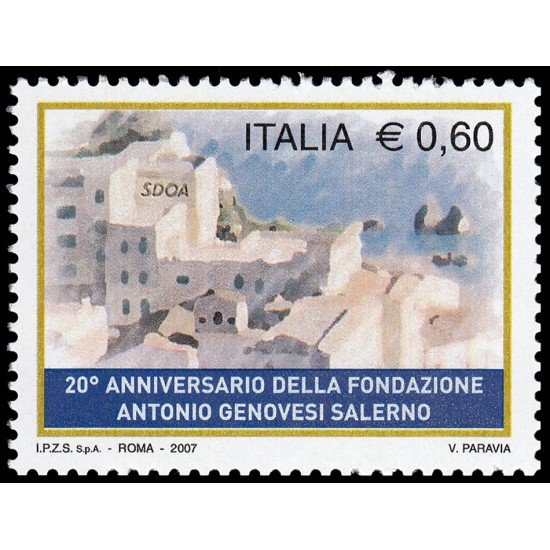 Italia Italy 2911 2007 20 aniv. Fundación Antonio Genovesi Salerno MNH Italia Italy 2911 2007 20 aniv. Fundación Antonio Genovesi Salerno MNH