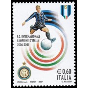 Italia Italy 2942 2007 Fútbol Club Internacional de Milán Campeón de Italia 2006/7 MNH