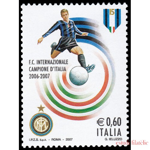 Italia Italy 2942 2007 Fútbol Club Internacional de Milán Campeón de Italia 2006/7 MNH