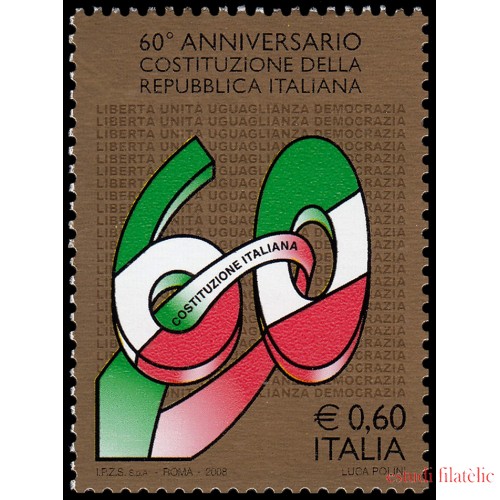 Italia Italy 2974 2008 60 aniv. De la Constitución MNH