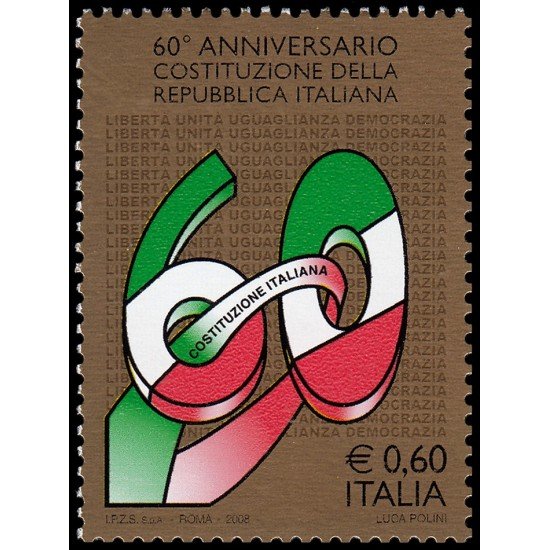 Italia Italy 2974 2008 60 aniv. De la Constitución MNH Italia Italy 2974 2008 60 aniv. De la Constitución MNH