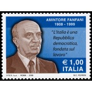 Italia Italy 2976 2008 Personalidades Política Amintore Fanfani MNH