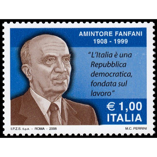 Italia Italy 2976 2008 Personalidades Política Amintore Fanfani MNH Italia Italy 2976 2008 Personalidades Política Amintore Fanfani MNH