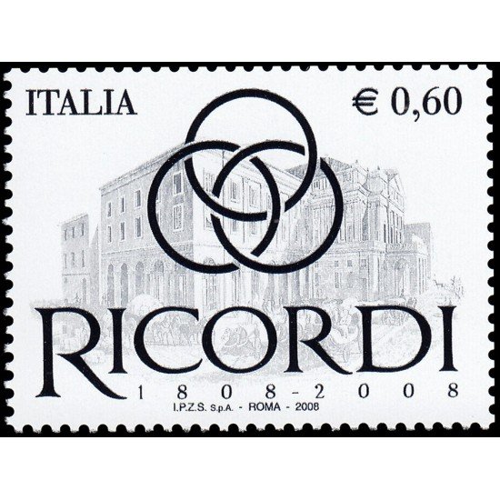 Italia Italy 2984 2008 200 aniv. Casa Ricordi edición musical MNH Italia Italy 2984 2008 200 aniv. Casa Ricordi edición musical MNH