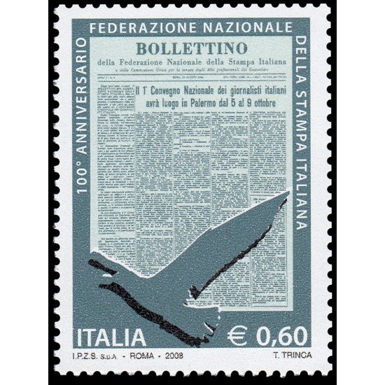 Italia Italy 2995 2008 100 aniv. Federación de Prensa Nacional italiana MNH Italia Italy 2995 2008 100 aniv. Federación de Prensa Nacional italiana MNH