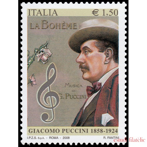 Italia Italy 3009 2008 Personalidades Música Giacomo Puccini MNH