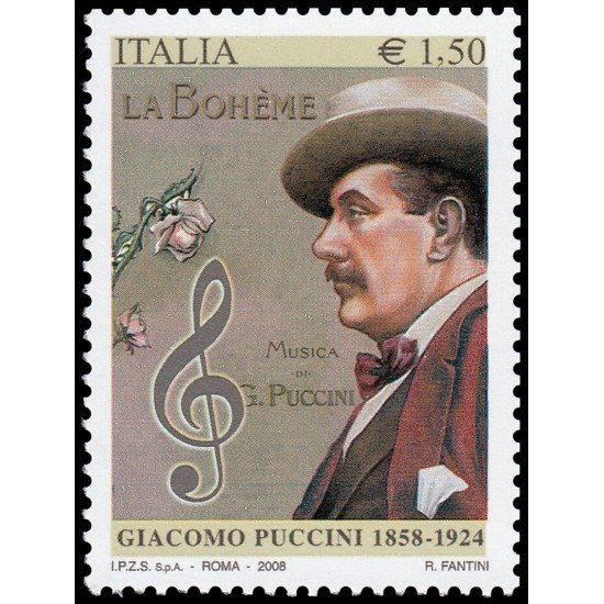 Italia Italy 3009 2008 Personalidades Música Giacomo Puccini MNH Italia Italy 3009 2008 Personalidades Música Giacomo Puccini MNH