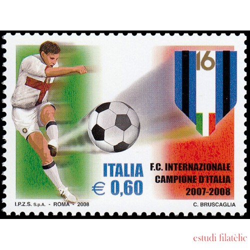 Italia Italy 3010 2008 Deporte Club de Fútbol Internacional campeón de Italia 2007-8 MNH