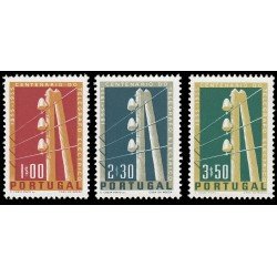 Portugal 826/28 1955 100 aniv. Telégrafo eléctrico MNH