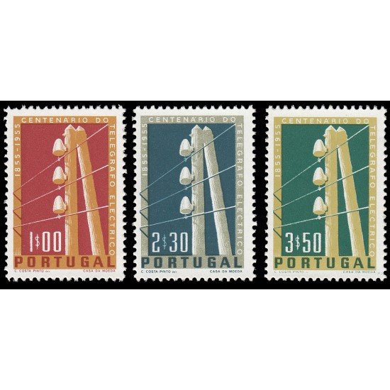 Portugal 826/28 1955 100 aniv. Telégrafo eléctrico MNH Portugal 826/28 1955 100 aniv. Telégrafo eléctrico MNH