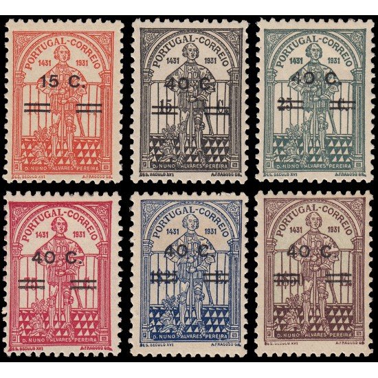 Portugal 559/64 1933 Sellos de 1931 con sobrecarga MH Portugal 559/64 1933 Sellos de 1931 con sobrecarga MH