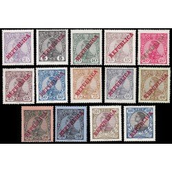 Portugal 168/81 1910 Sellos de 1910 con sobrecarga roja MH Portugal 168/81 1910 Sellos de 1910 con sobrecarga roja MH