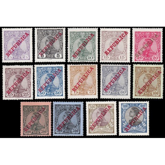 Portugal 168/81 1910 Sellos de 1910 con sobrecarga roja MH Portugal 168/81 1910 Sellos de 1910 con sobrecarga roja MH
