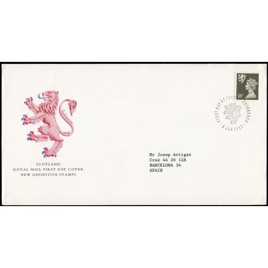 Gran Bretaña 1253 1987 SPD FDC Serie Reina Isabel II Escocia Sobre primer día Edinburgh Gran Bretaña 1253 1987 SPD FDC Serie Reina Isabel II Escocia Sobre primer día Edinburgh