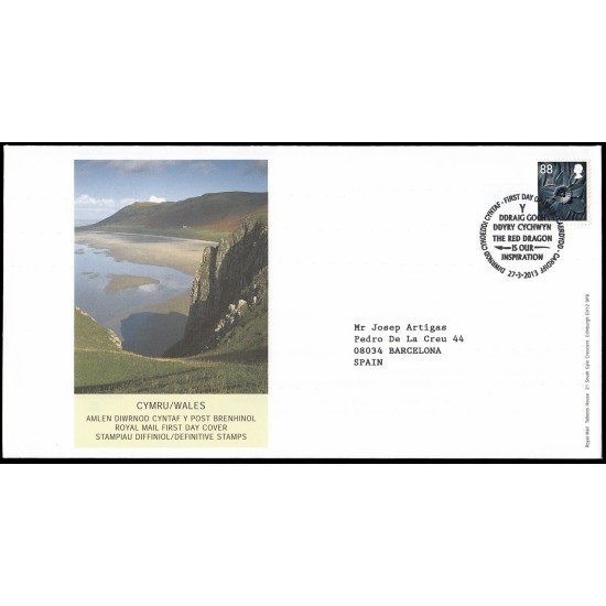 Gran Bretaña 3837 2013 SPD FDC Serie Regional Gales Sobre primer día Cardiff Gran Bretaña 3837 2013 SPD FDC Serie Regional Gales Sobre primer día Cardiff