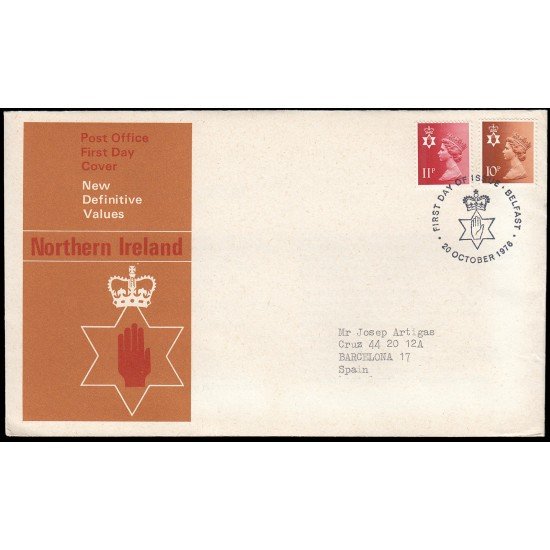 Gran Bretaña 807/12 (de la serie) 1976 SPD FDC Serie Reina Isabel II Irlanda del Norte Sobre primer día Belfast Gran Bretaña 807/12 (de la serie) 1976 SPD FDC Serie Reina Isabel II Irlanda del Norte Sobre primer día Belfast
