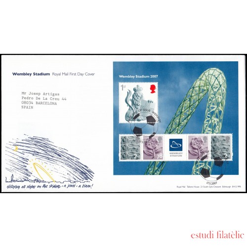 Gran Bretaña HB 47 2007 SPD FDC Reapertura del Estadio de Wembley Sobre primer día Wembley