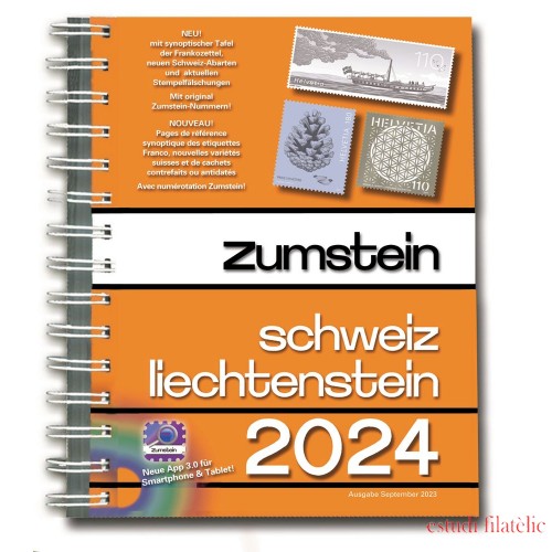 Catálogo de sellos ZUMSTEIN Suiza/Liechtenstein 2024, con encuadernación en espiral