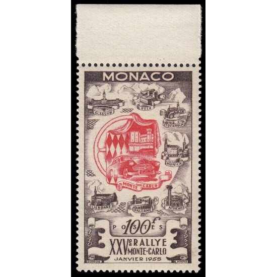Monaco 420 1955 25 Rally de Montecarlo Con bandeleta MNH Monaco 420 1955 25 Rally de Montecarlo Con bandeleta MNH