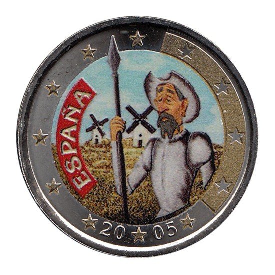 España 2005 2 € euros conmemorativos Color IV Cent. Quijote Cervantes España 2005 2 € euros conmemorativos Color IV Cent. Quijote Cervantes
