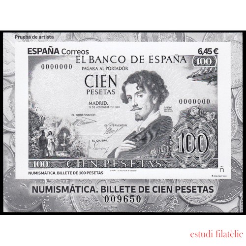 España Spain Prueba de lujo 168 2023 Billete de cien pesetas Prueba de artista en negro