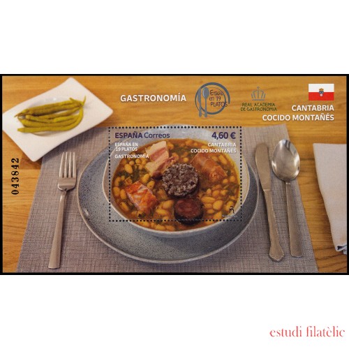 España Spain 5680 2023 Hojita Gastronomía España en 19 platos Cantabria Cocido montañes MNH