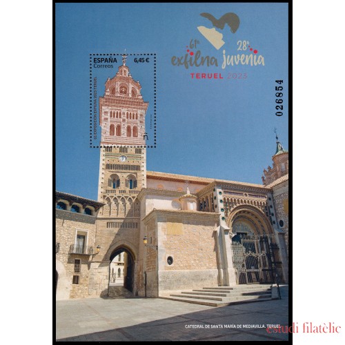 España Spain 5653 2023 Hojita Exposición Exfilna 2023 Teruel Catedral de Santa María de Mediavilla MNH