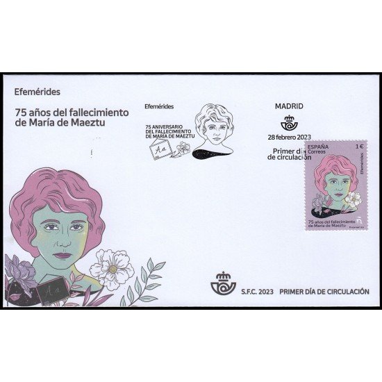 España Spain 5639 2023 Efemérides 75 aniv. fallecimiento de María de Maeztu SPD Sobre Primer día España Spain 5639 2023 Efemérides 75 aniv. fallecimiento de María de Maeztu SPD Sobre Primer día