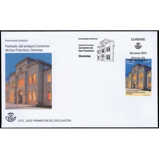 España Spain 5649 2023 Patrimonio artístico Fachada Convento de San Francisco Ourense SPD Sobre Primer Día