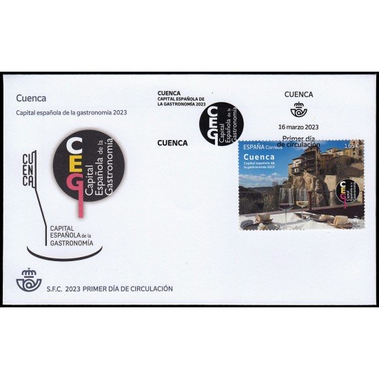 España Spain 5641 2023 Capital Española de la gastronomía 2023 Cuenca SPD Sobre Primer Día España Spain 5641 2023 Capital Española de la gastronomía 2023 Cuenca SPD Sobre Primer Día