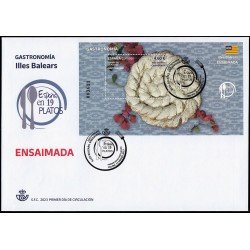 España Spain 5651 2023 Hojita Gastronomía España en 19 platos Illes Balears Ensaimada SPD Sobre Primer Día España Spain 5651 2023 Hojita Gastronomía España en 19 platos Illes Balears Ensaimada SPD Sobre Primer Día
