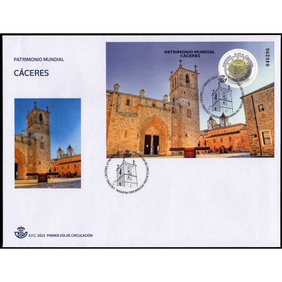 España Spain 5642 2023 Hojita Patrimonio Mundial Cáceres SPD Sobre Primer Día España Spain 5642 2023 Hojita Patrimonio Mundial Cáceres SPD Sobre Primer Día
