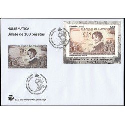 España Spain 5672 2023 Numismática Billete de 100 pesetas SPD Sobre Primer Día España Spain 5672 2023 Numismática Billete de 100 pesetas SPD Sobre Primer Día