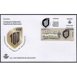 España Spain 5675 2023 Efemérides 100 aniv. de la Federación Española de Baloncencesto SPD Sobre Primer Día España Spain 5675 2023 Efemérides 100 aniv. de la Federación Española de Baloncencesto SPD Sobre Primer Día
