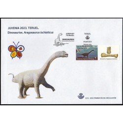 España Spain 5655 2023 Exposición Juvenia Teruel Dinosaurios Aragosaurus Ischiaticus SPD Sobre Primer Día España Spain 5655 2023 Exposición Juvenia Teruel Dinosaurios Aragosaurus Ischiaticus SPD Sobre Primer Día